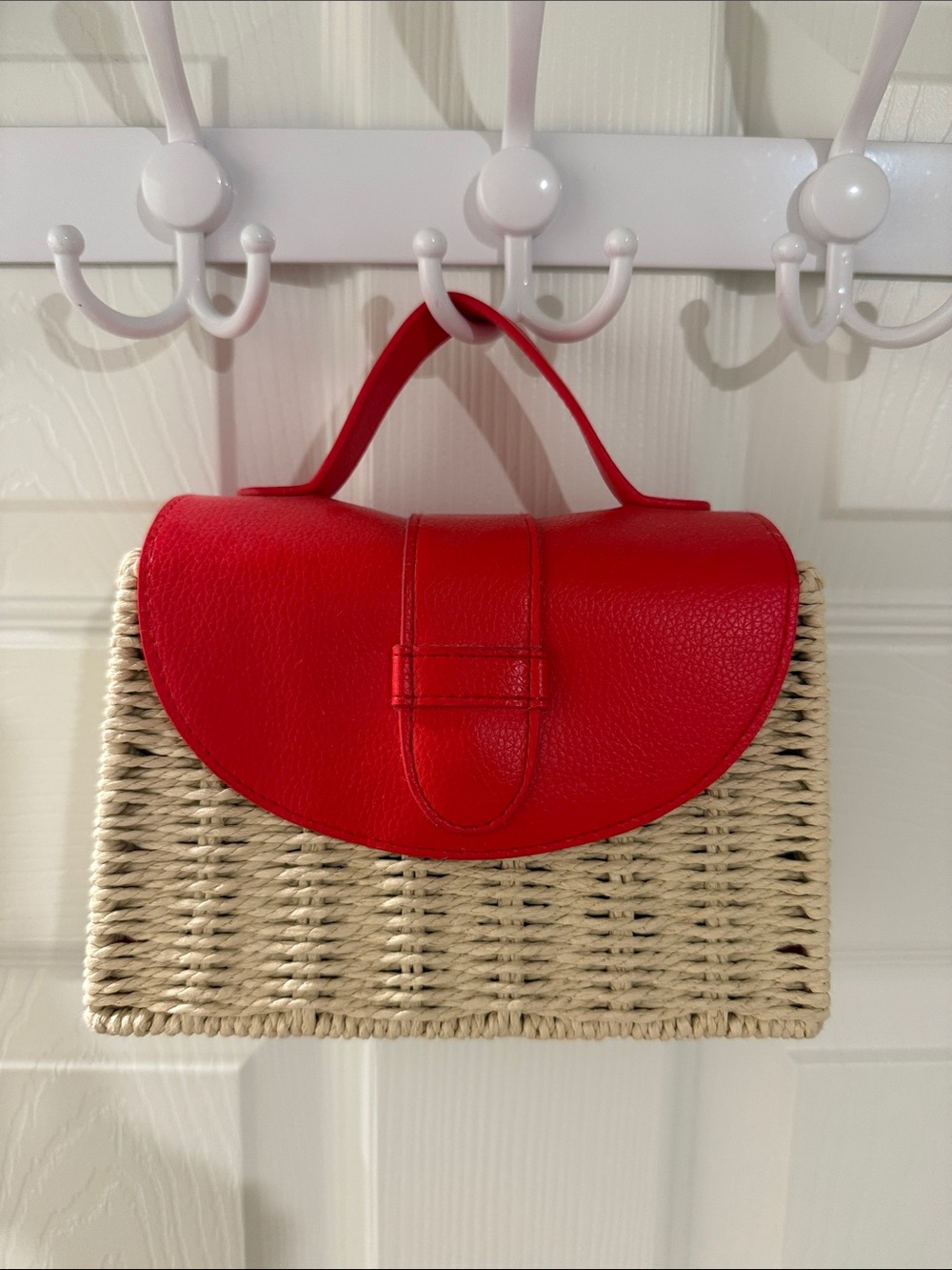 Janie & Jack Red Top-Handle Woven Straw Bag